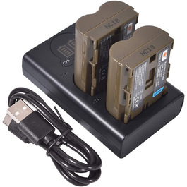 Запасна батарея DSTE 2X BP-511 + подвійне USB-зарядне пристрій з LCD-дисплеєм для Canon EOS (10D, 20Da, 300D, 30D, 40D, 50D, D30, D60, DM-MV100Xi, DM-MV430, DM-MV450, DM-MVX1i)