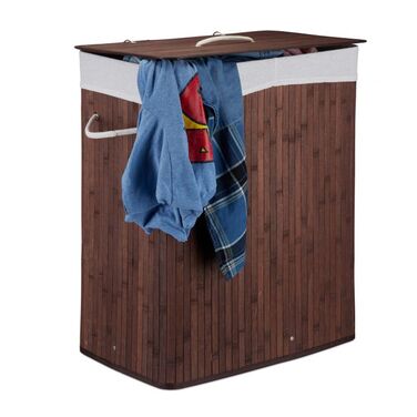 Relaxdays Laundry Basket Bamboo with 2 Compartments