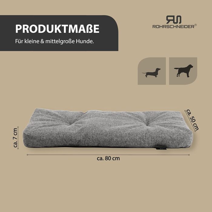 Ліжко для собак Rohrschneider з мискою, 50x80x7 см, блакитне/сіре, для собак та котів | З антиковзаючою основою, міцне, Made in EU