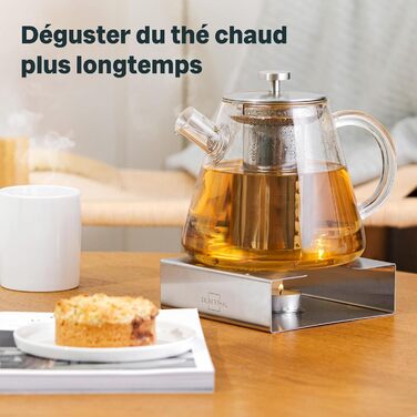 Скляний чайник для чаю SILBERTHAL з підставкою-підігрівачем та ситечком, 1.5 л