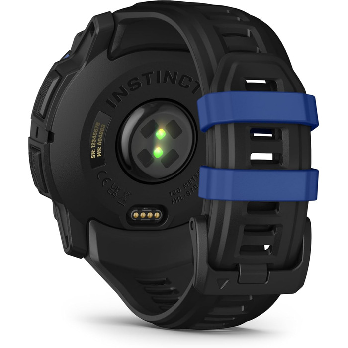 Розумний годинник Garmin Instinct 3 AMOLED: GPS, Multisport, 1.3' дисплей, до 24 днів роботи, 80+ спортивних функцій, здоров'я, LED ліхтарик (50мм, Чорний-Синій/Чорний)