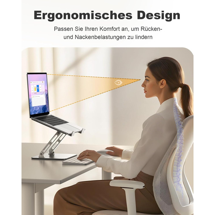 Підставка для ноутбука Babacom з охолодженням, регульована по висоті, ергономічна, складна, для MacBook Air/Pro (10-16 дюймів)