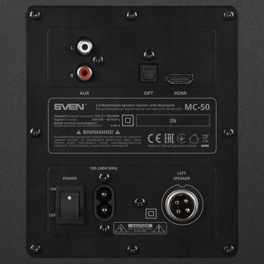Hi-Fi акустична система 2.0 SVEN MC-50: Bluetooth AptX HD, DSP, HDMI ARC, Optical, 210 Вт