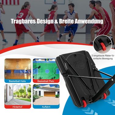Баскетбольний кошик GOPLUS Outdoor з регулюванням висоти 105-260 см, переносний, з м'ячем та насосом
