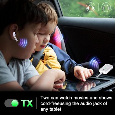 Bluetooth адаптер-трансмітер та ресивер 2-в-1 для літака та аудіосистем, версія 5.4, aptX, 3.5мм Jack (білий)