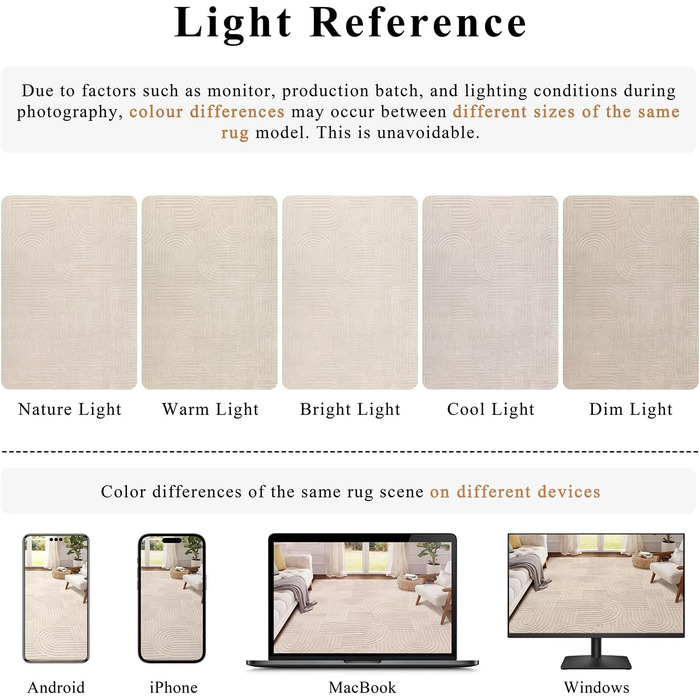 Килим для вітальні 160x230 см, великий пухнастий з коротким ворсом, миючий, сучасний, з 3D ефектом, неслизький, для їдальні, кухні, спальні, бежевий