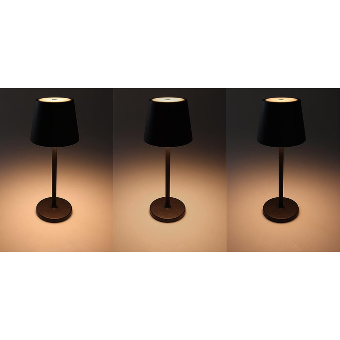 Настільний світильник акумуляторний ChiliTec 30 см LED з димером, USB зарядка, IP44, тепле світло, сенсорний вимикач (Чорний)