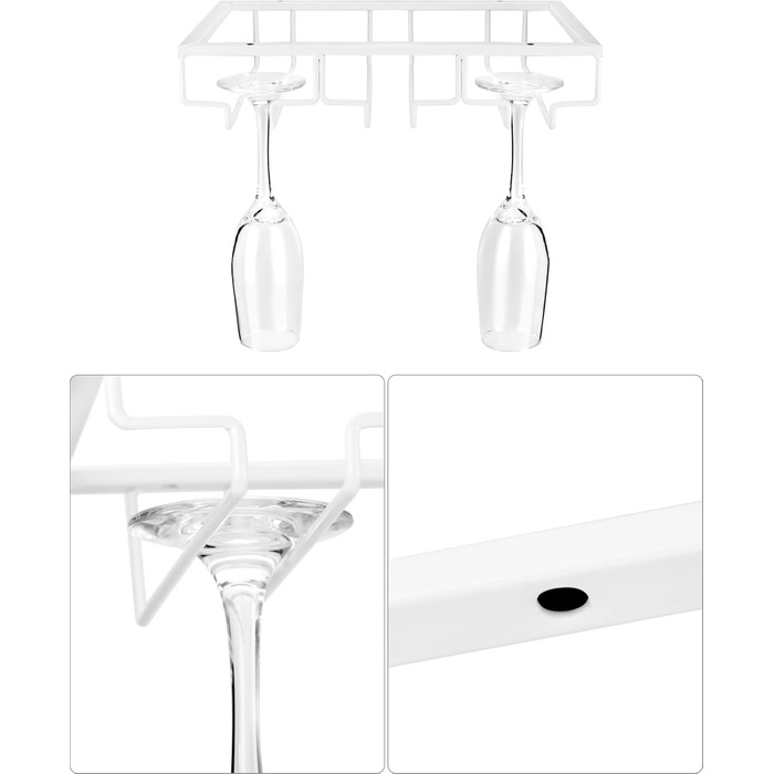 Підставка для келихів вина QWORK® - 2 шт. (3 ряди, білий метал) для кухні та бару
