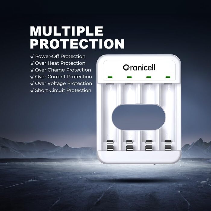 Зарядний пристрій AA + 4 акумулятори AA 2800mAh 1.2V Ni-MH, перезаряджувані батарейки