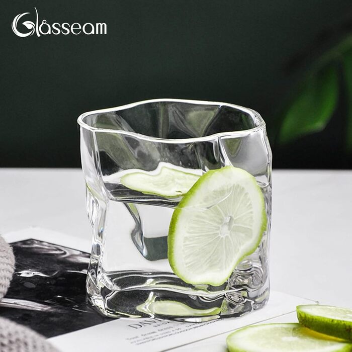 Набір склянок для віскі з нерівними гранями, 6 шт. Об'єм 250 мл. Стильні келихи для скотчу, бурбону, рому. Ідеальний подарунок для тата, чоловіка, друзів. Прозорі скляні келихи для бару.