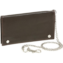 Biker Tobacco Pouch with Chrome Chain Tobacco Bag Rolling Pouch LEAS in Genuine Leather, Dark Brown - LEAS Special Edition