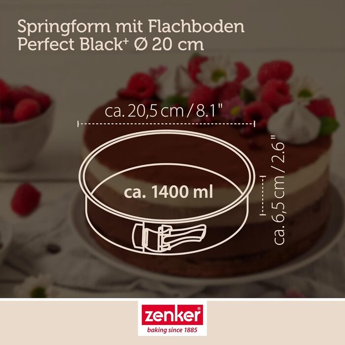 Форма для випічки Zenker Springform Perfect Black 26 см – антипригарна, сталева, витримує +230°C, Німеччина