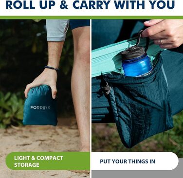 Гамак подвійний для кемпінгу 300x200 см, нейлон, синій, вантажопідйомність 300 кг