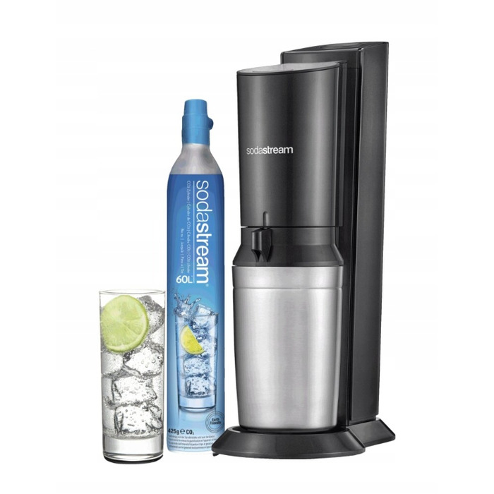 Сифон для води SodaStream Crystal 2.0, скляний графин + балон CO2, чорний
