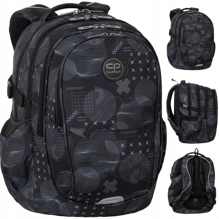 Шкільний рюкзак CoolPack багатокомпортний, чорний, 29 л, з відділенням для ноутбука