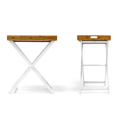 Relaxdays Wooden & Bamboo Side Table, 72 cm