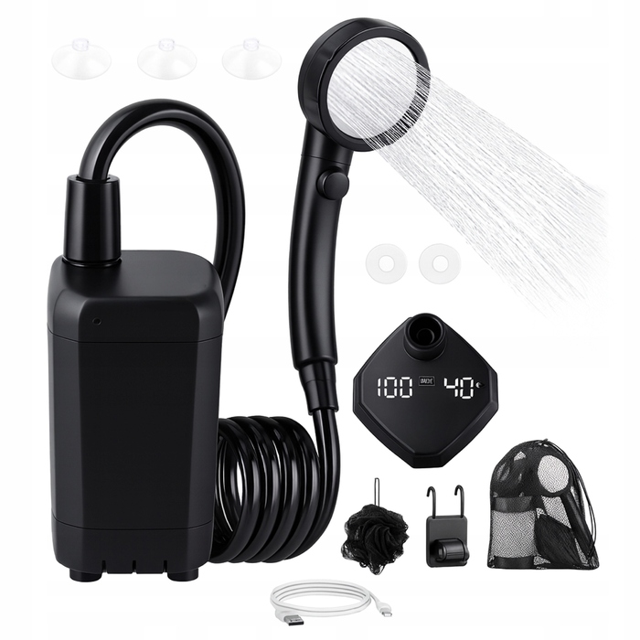 Портативний туристичний душ з магнітним кріпленням та насосом для кемпінгу