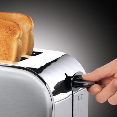 Russell Hobbs Toaster [2-Slice Long Slot for 4 Slices / 2 Wide Slices] Adventure Stainless Steel (extra wide toast slots, incl. bagel attachment, 6 browning levels + defrost function) 23610-56