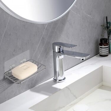 Тримач для мила без свердління Uten, нержавіюча сталь, самоклеючий з 2 гачками, для душу, ванної, кухні (сріблястий)