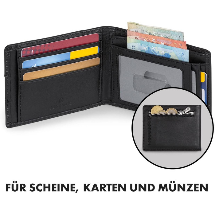 ZNAP® Slim Wallet - Тонкий картхолдер для чоловіків | RFID захист | Чорний | 8 карт