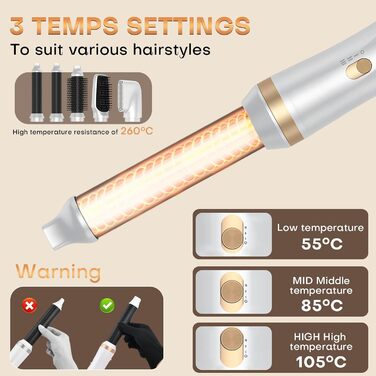 Airstyler 5 в 1: набір для укладки волосся з автоматичною завивкою, фен-щітка, 1000W, для об'єму, випрямлення та локонів