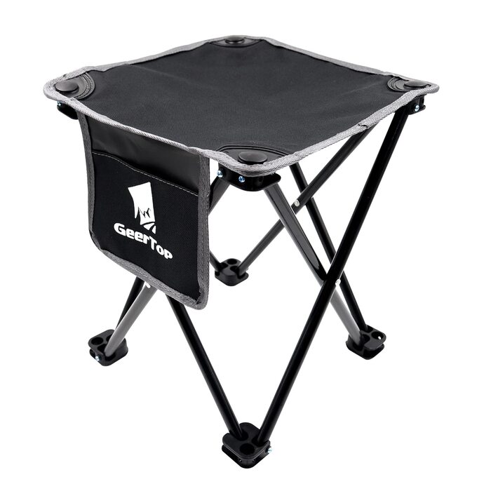 Легкий складаний стільчик для кемпінгу GEERTOP: компактний, портативний, для риболовлі, відпочинку на природі, саду, пляжу (чорний)