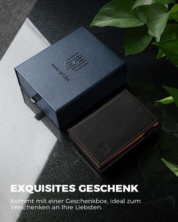 Чоловічий гаманець MagSnap Portmonee з відділом для монет, RFID захистом, для 10+ карток, чорно-помаранчевий