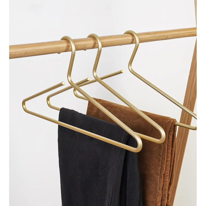 Premium Matte Gold Aluminum Clothes Hangers, 6-Pack, 41.5cm Extra Smooth & Dual Metal Shirt Hangers, Aluminum Alloy Clothes Hangers, Clothing Support, Clothes Hang