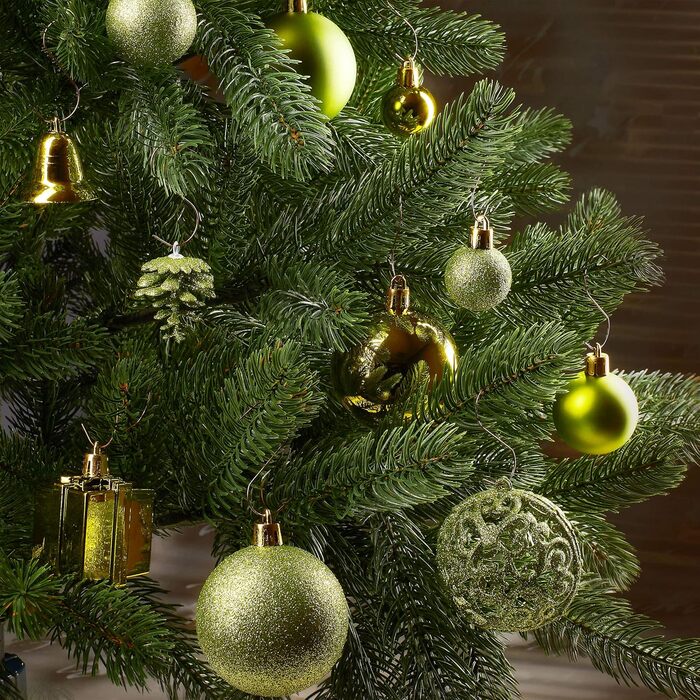 Набір прикрас для ялинки BRUBAKER 101 шт. з верхівкою, кремово-білий, зелений