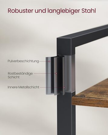 VASAGLE 4-Tier Regal - Vintagebraun & Tintenschwarz