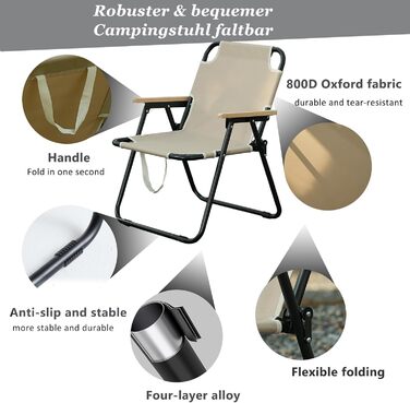 Кемпінговий стілець складний, камуфляжний, 225 кг, Oxford тканина - для саду, пікніка, подорожей