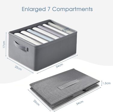 Closet Organizer, 6-Piece Closet Organizer Folding Storage Box, 7-Compartment Drawer Organizer, Closet Organization System for Clothes, Pants, Sweaters