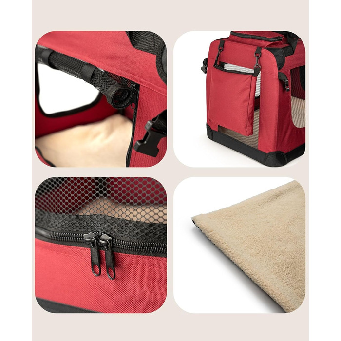 Транспортна переноска для собак та котів Lionto, складана, 60x42x44 см, з ручками та ковдрою, до 12 кг