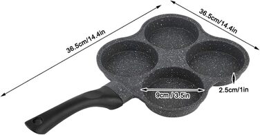 Haofy Egg Pan, 4-Hole Egg Burger Pan, Non-Stick Breakfast Omelette Pancake Pan for Electric Ceramic Stove, Not Available for Induction Cookers