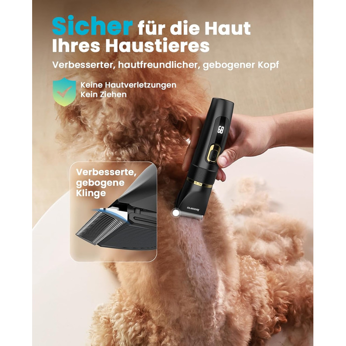 Машинка для стрижки собак Oneisall Leise Hundeschermaschine Upgrade Pro, професійна машинка для собак та котів, акумулятор 2000mAh, водонепроникна IPX7, для догляду за шерстю вдома