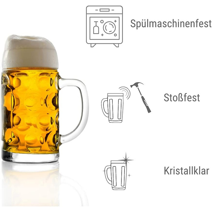 Набір пивних кружок Stölzle Lausitz ISAR, 6 шт., 0,5 л, скло Soda Lime, для миття в посудомийній машині