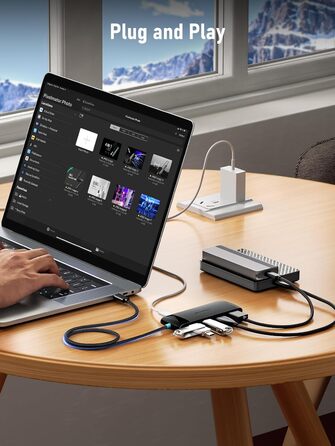 Lemorele USB-C док-станція: 4K HDMI, 4x USB 3.0/2.0, 100W PD, SD/TF, USB-C 3.0 - для MacBook, Dell, HP, Lenovo, Asus
