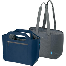 alfi ISO Bag 2in1 23 Liter, Dark Denim, Polyester Thermo Cooler Bag with extra carry bag, insulated shopping bag for groceries, swimming pool, sauna, insulated bag, flexible, washable