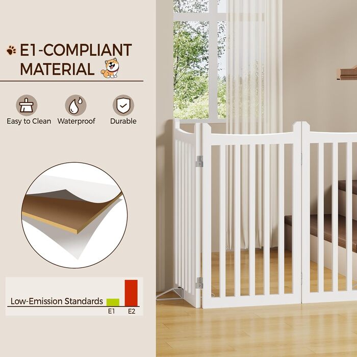 Захисне ґратка для собак Yaheetech, 90.5 x 201.5 см, білий, 4 панелі