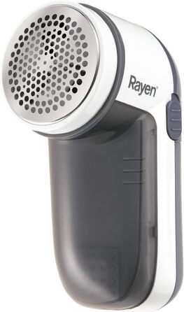 Електричний прибирач для одягу Rayen, білий/сірий, для всіх типів тканини, з батарейками, захисний ковпачок ABS, 13 x 6,8 x 5,8 см