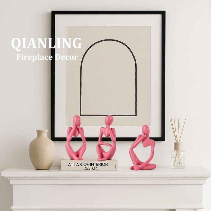 Набір керамічних ваз – 3 шт. Вази в стилі фермерського дому, декор для дому, вітальні, столу, каміну та входу (Рожевий)