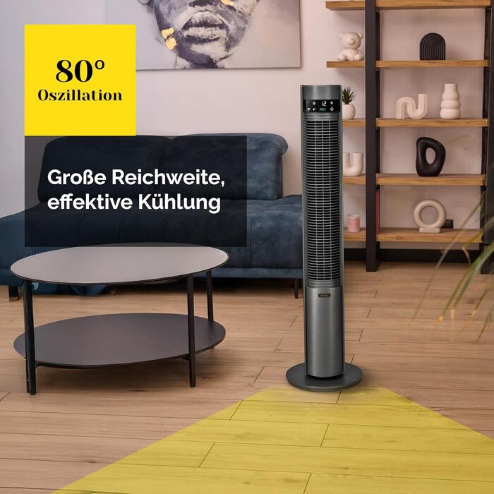 Вентилятор баштовий YOER CoolWhisper TF07G Wi-Fi, 12 швидкостей, іонізатор, 12м, сірий металік