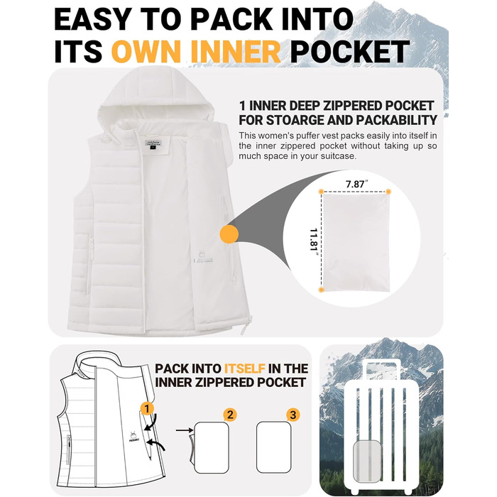 Степлева жилетка Outdoor Ventures для жінок з капюшоном, тепла велосипедна жилетка для туризму та кемпінгу, кремовий колір, XS