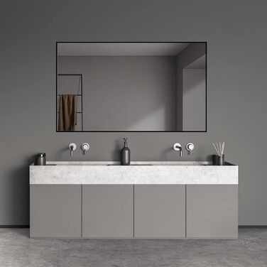 Дзеркало Boromal Spiegel чорне 100x60 см з металевим каркасом для ванної кімнати, туалетного приміщення, спальні