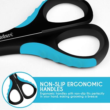 Професійні ножиці для обрізання кігтів собак та котів Candure з пилочкою, нержавіюча сталь, безпечний захист, 15 см, блакитний (XS)