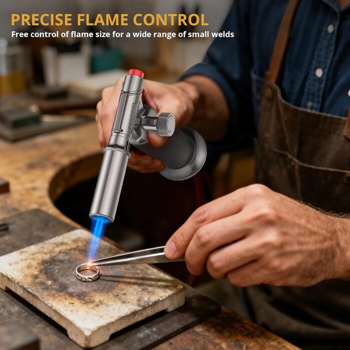 Професійний пальник Sondiko SW-801 Pro: наповнюваний металевий газовий пальник для кухні та зварювання, регульоване полум'я, вітростійкий, для чоловіків (бутан не входить)