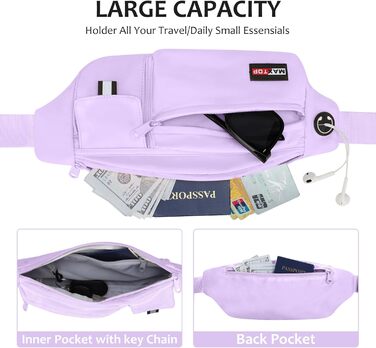 MAXTOP Поясна сумка на пояс для чоловіків та жінок, водонепроникна, для подорожей, фітнесу, йоги, бігу (фіолетова)