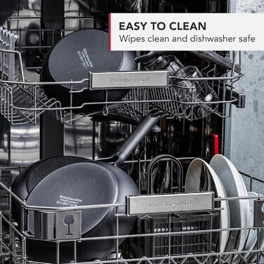 Сковорода для млинців KitchenAid Classic 24 см, кована, анодований алюміній, керамічне антипригарне покриття без PFAS, для індукції, духовки, посудомийки, чорна