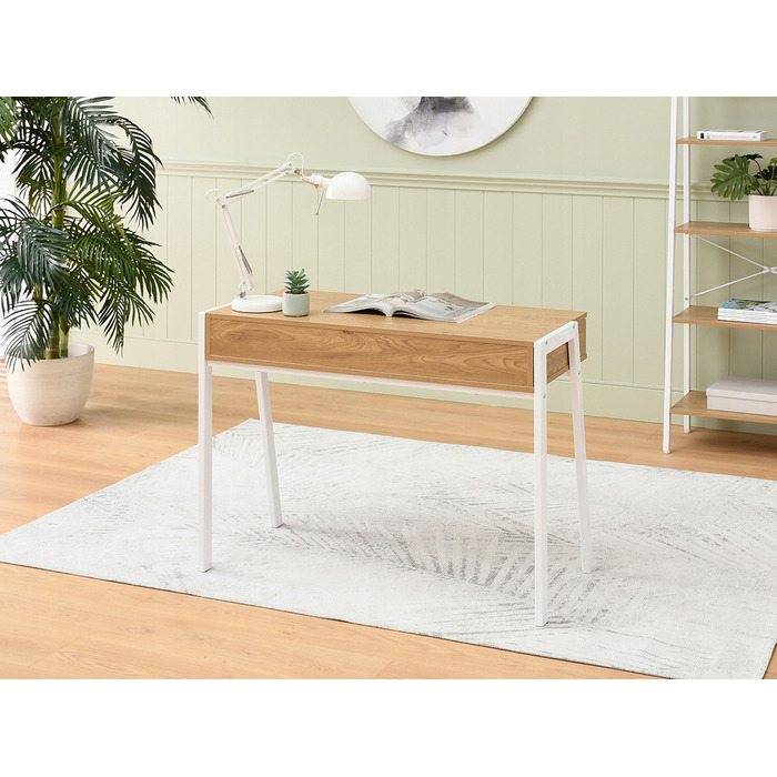 Прямокутний письмовий стіл Mebel-Partner 100 x 45 x 75 см, білий/золотий дуб