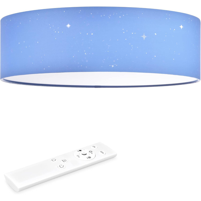 Navaris LED Ceiling Light - Dimmable Color Temperature Change Remote Control - 22W Starry Sky - Living Room Lamp Bedroom Ceiling Lamp Children's Room Lamp Ceiling (40cm, Light Blue)